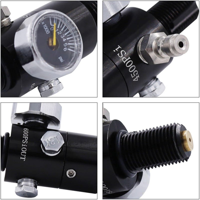 TUXING 4500PSI Paintball Air Tank Regulator & Valve Guage, Durable Aluminum Paintball Regulator for Paintball Airsoft PCP Compressed Air CO2 Nitrogen Cylinder Tank - Image 4